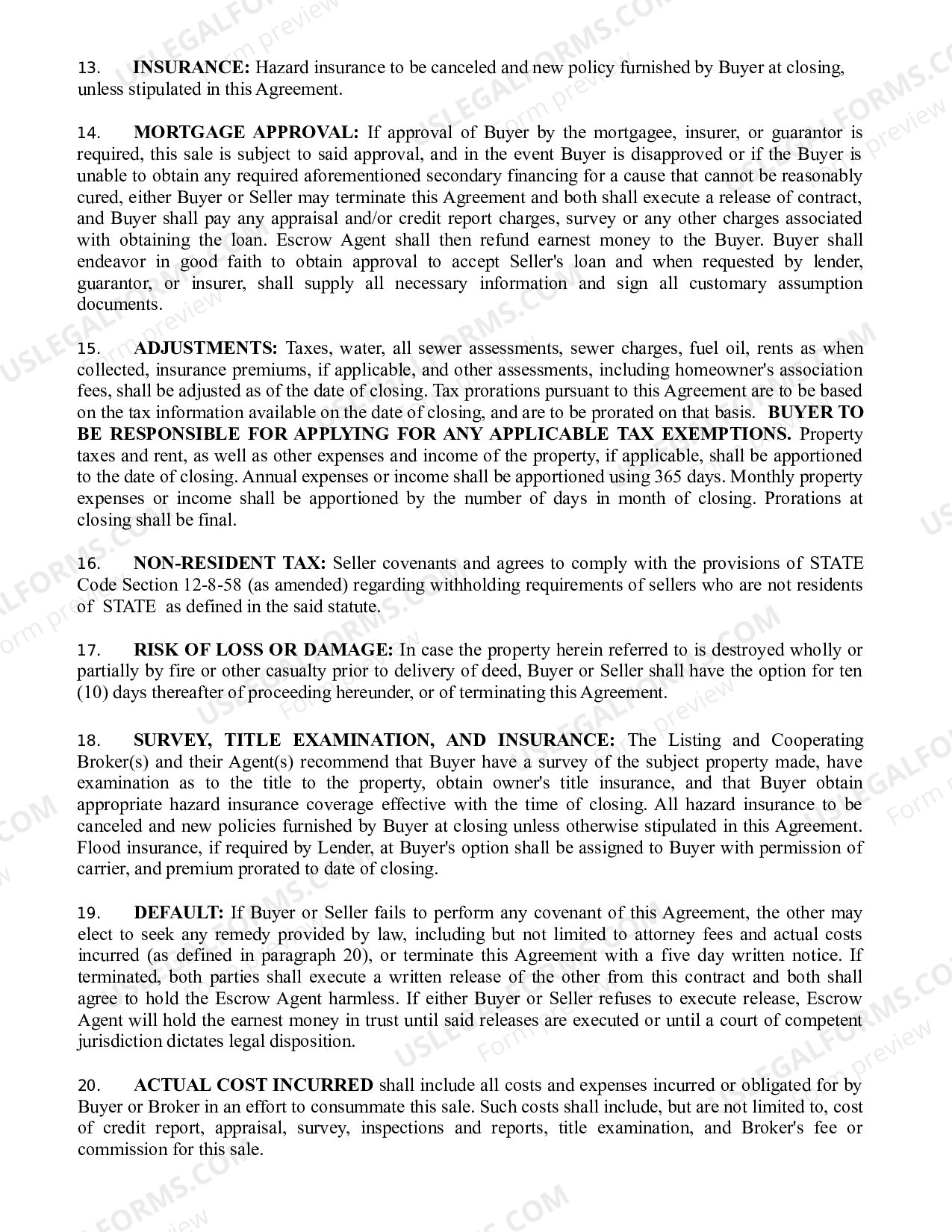 Agreement to Buy and Sell Real Estate Assumption of Mortgage US Legal Forms
