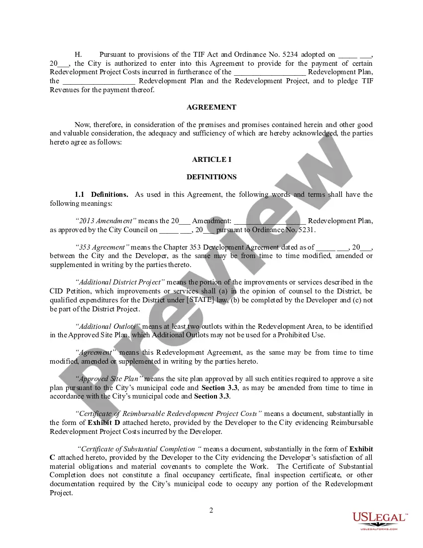 Get Redevelopment Agreement Preview Redevelopment Agreement