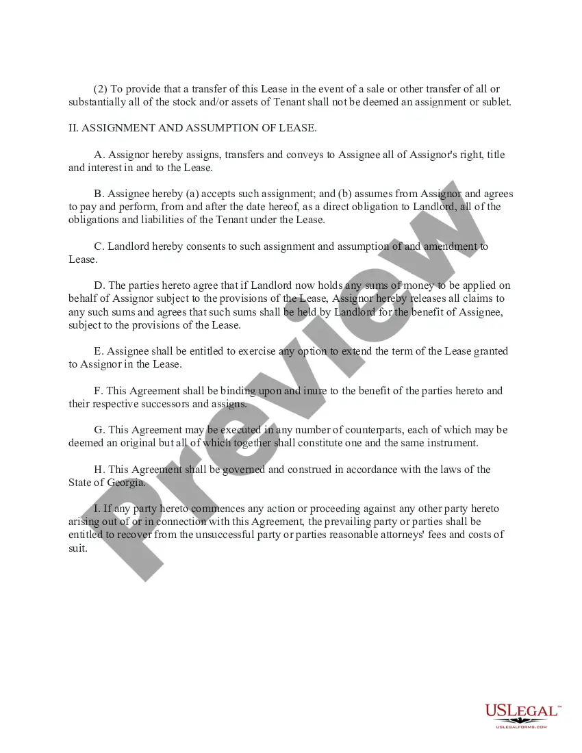 Preview Assignment and Assumption of and Amendment to Lease Agreement