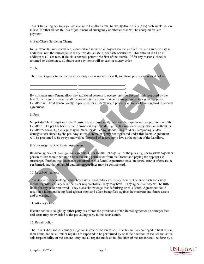Preview Rental Agreement with multiple roommates