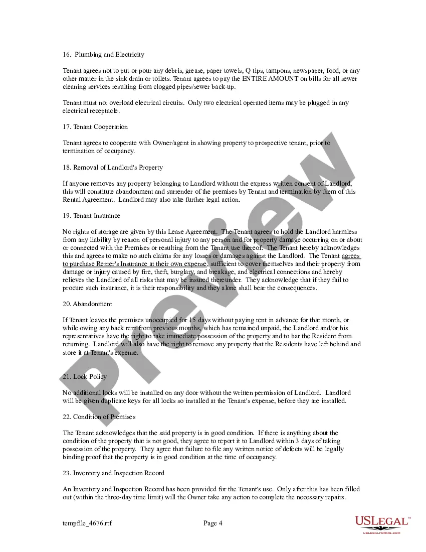Preview Rental Agreement with multiple roommates