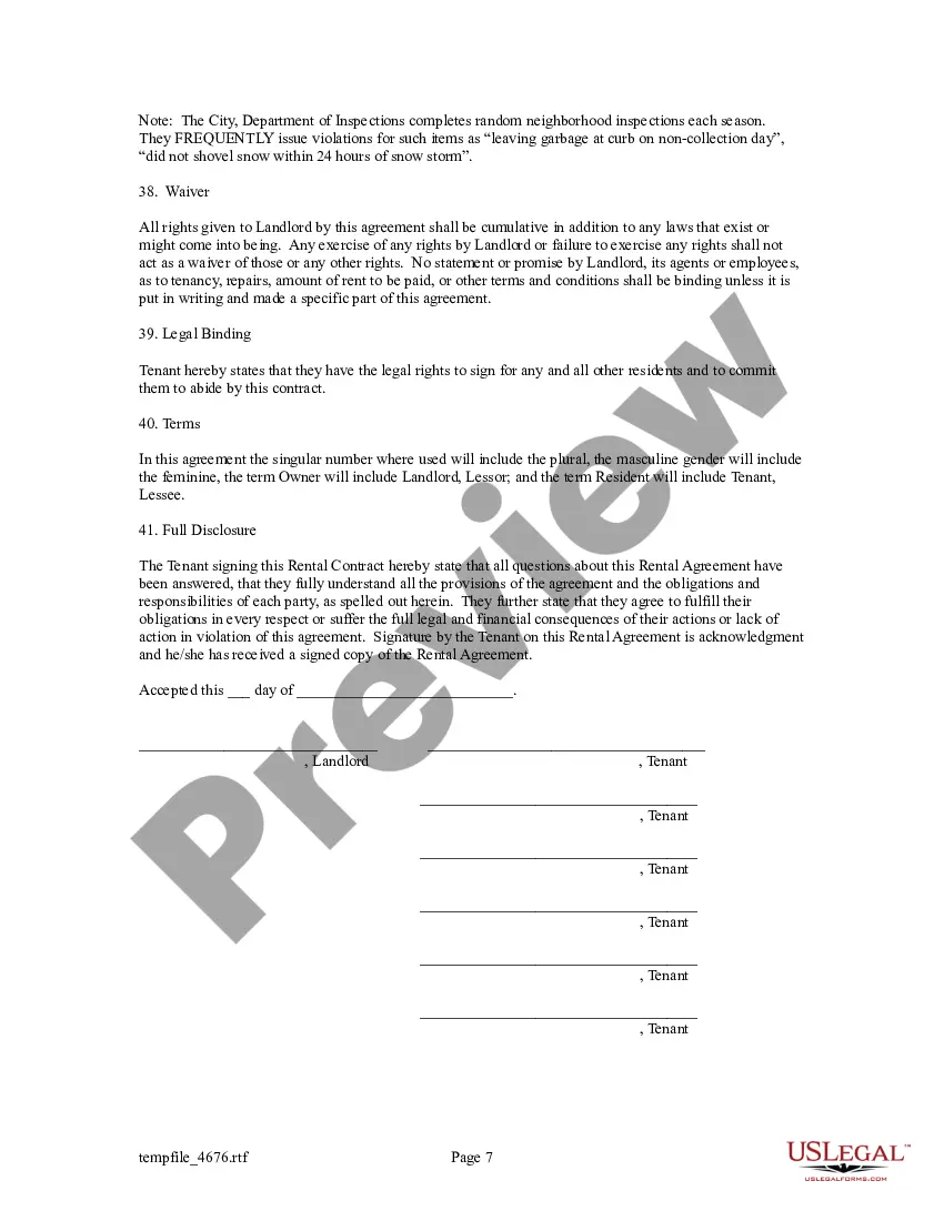 Preview Rental Agreement with multiple roommates