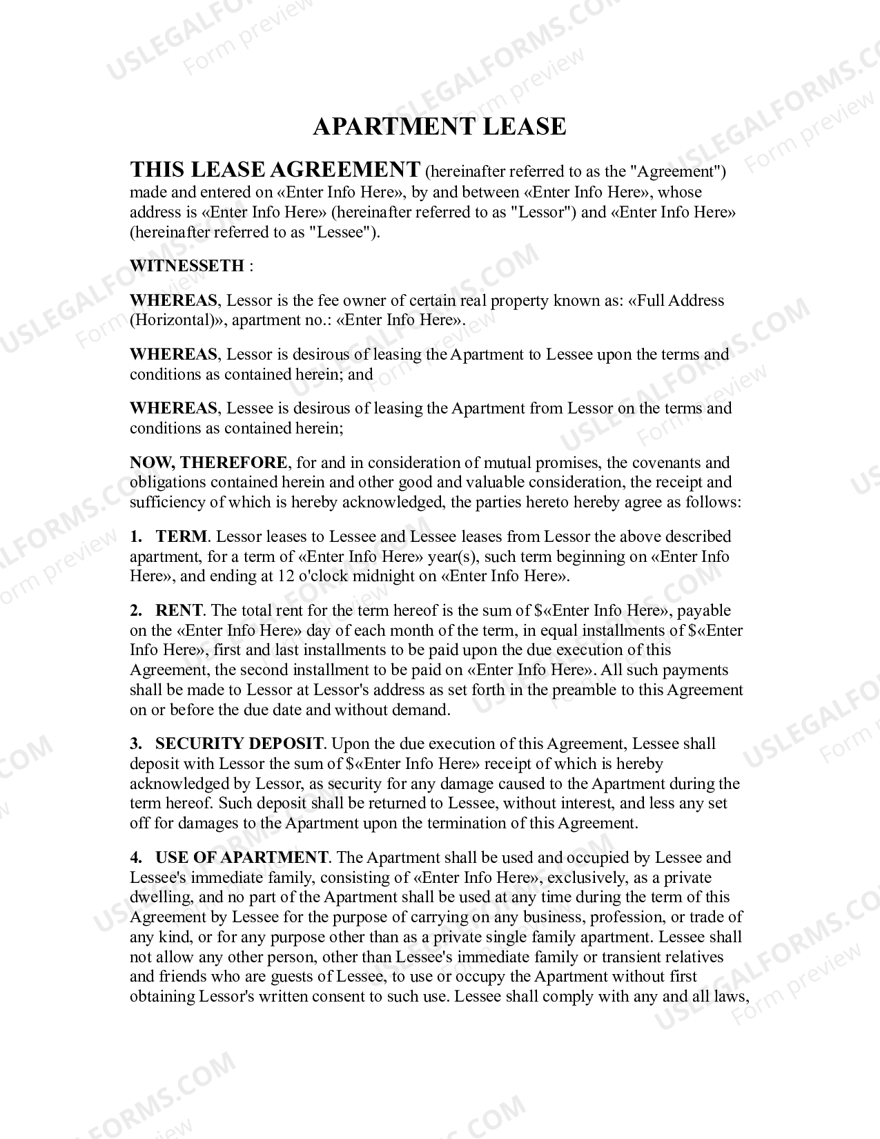 Apartment Lease US Legal Forms
