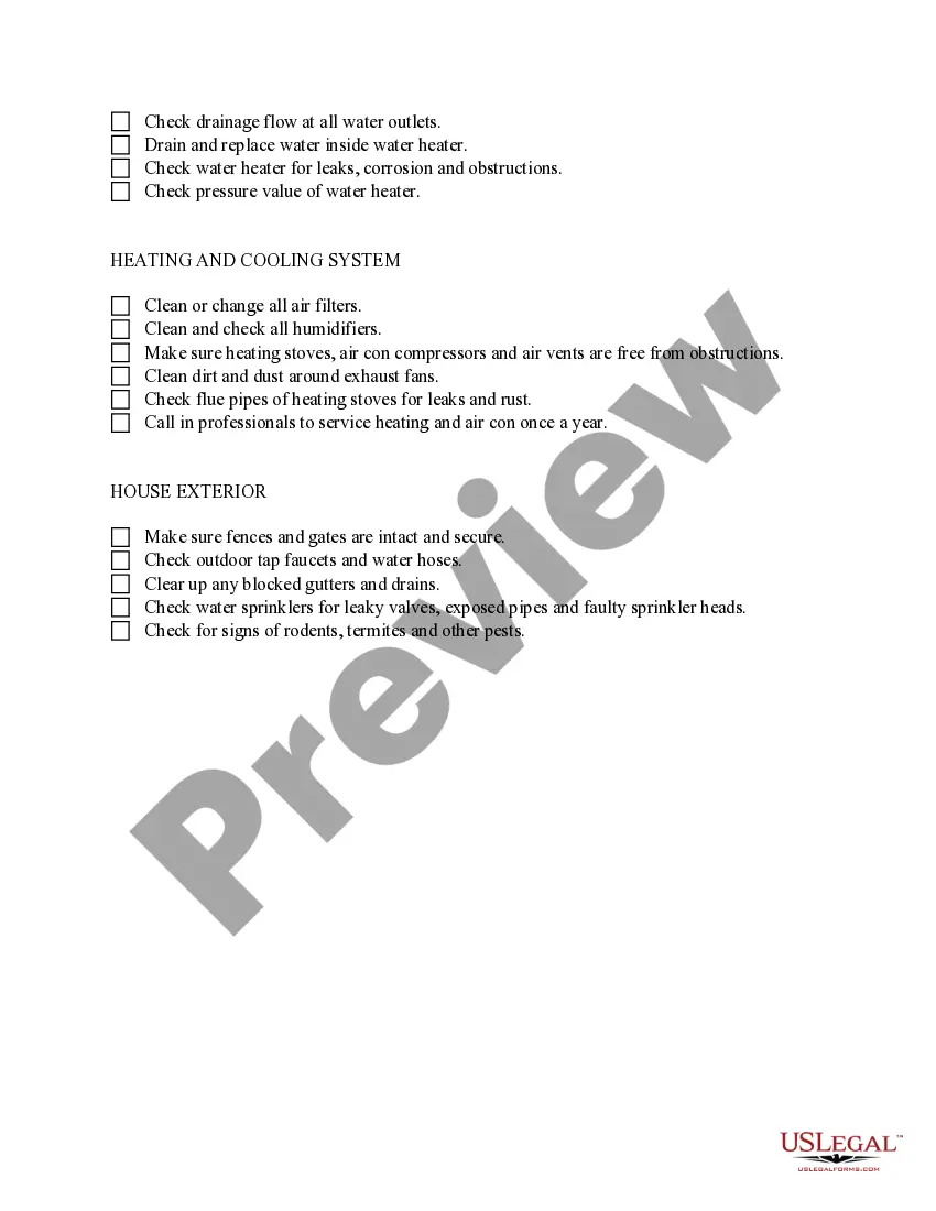 Get Home Maintenance Checklist Preview Home Maintenance Checklist