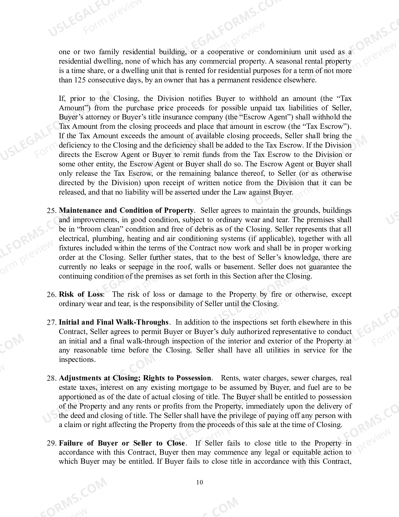 Contract for Sale of Real Estate US Legal Forms