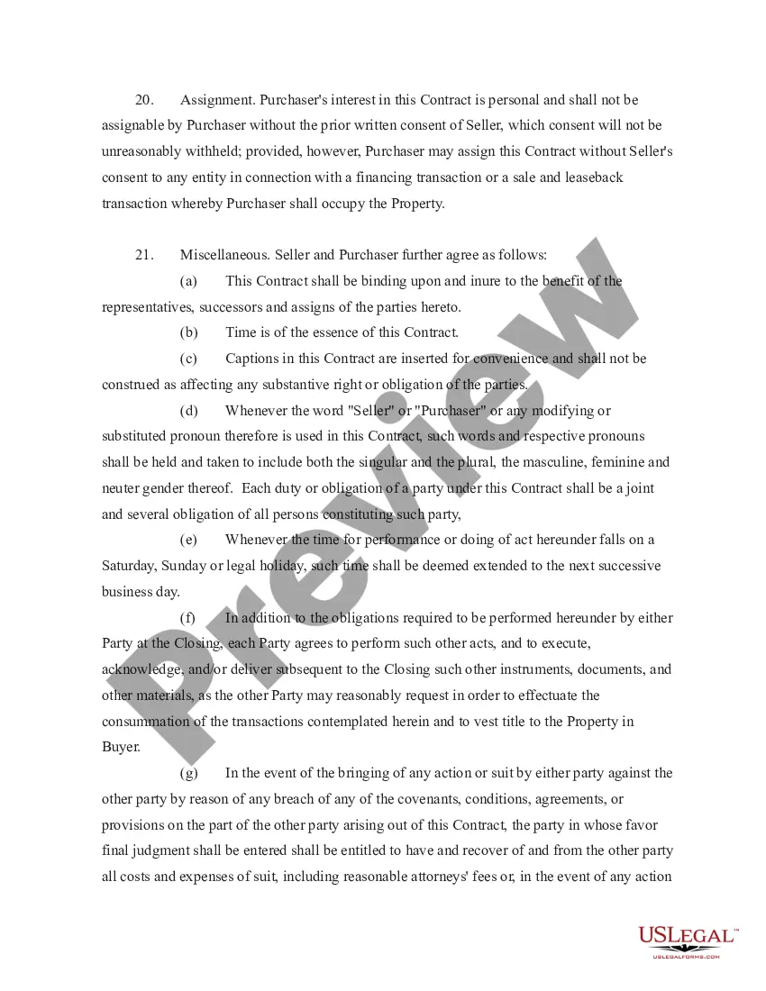 Preview Real Estate Sale and Purchase Contract