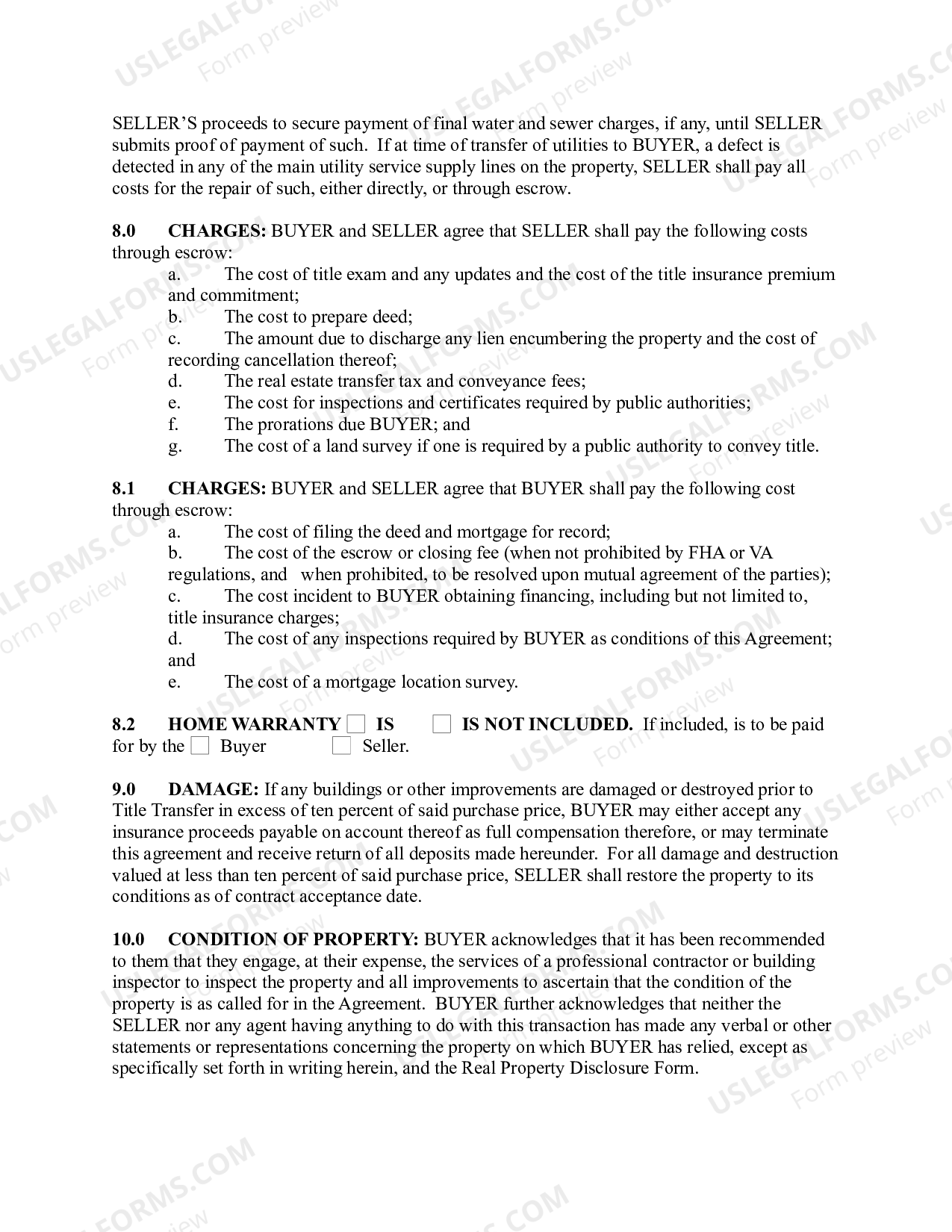 Basic Real Estate Purchase Agreement US Legal Forms