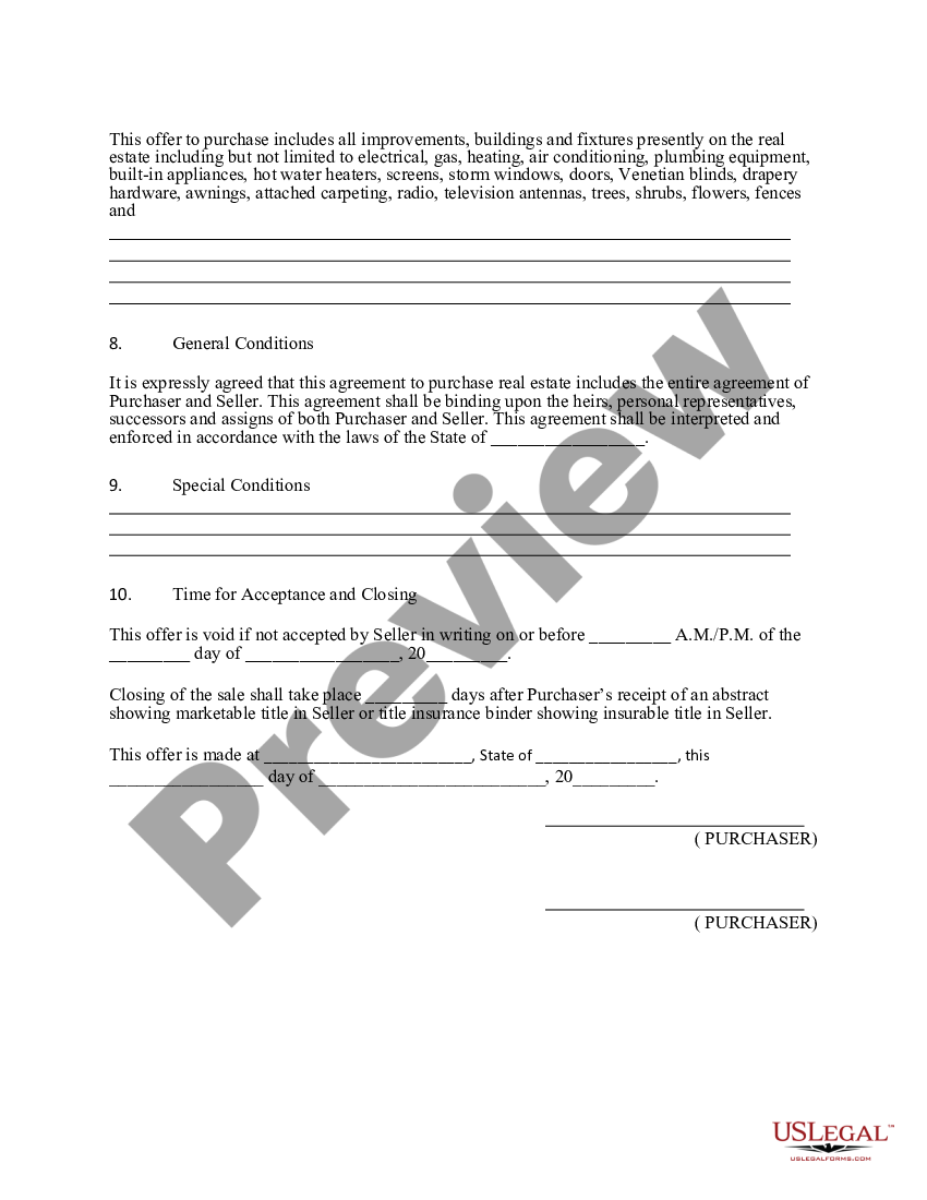 Agreement To Purchase Real Estate Us Legal Forms