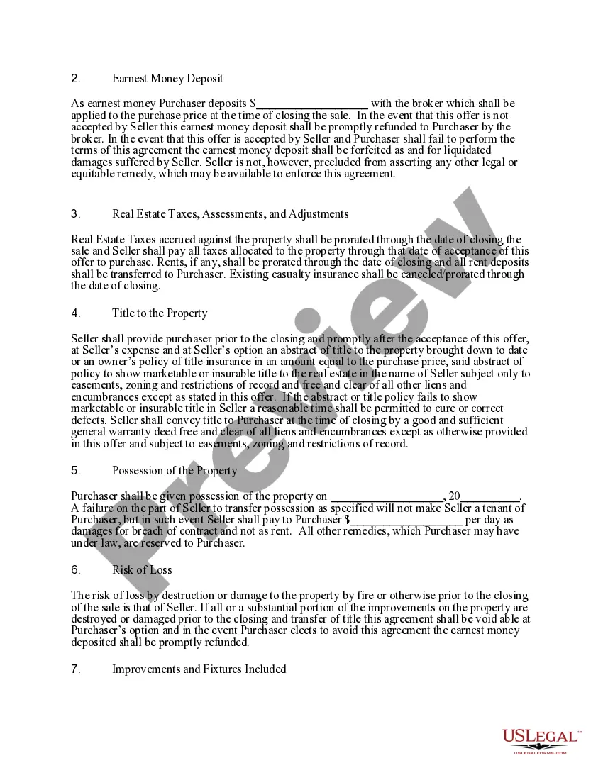 Preview Agreement to Purchase Real Estate