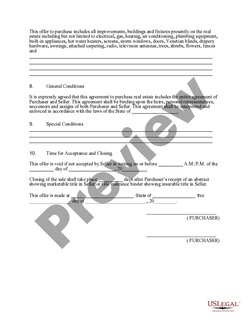 Preview Agreement to Purchase Real Estate