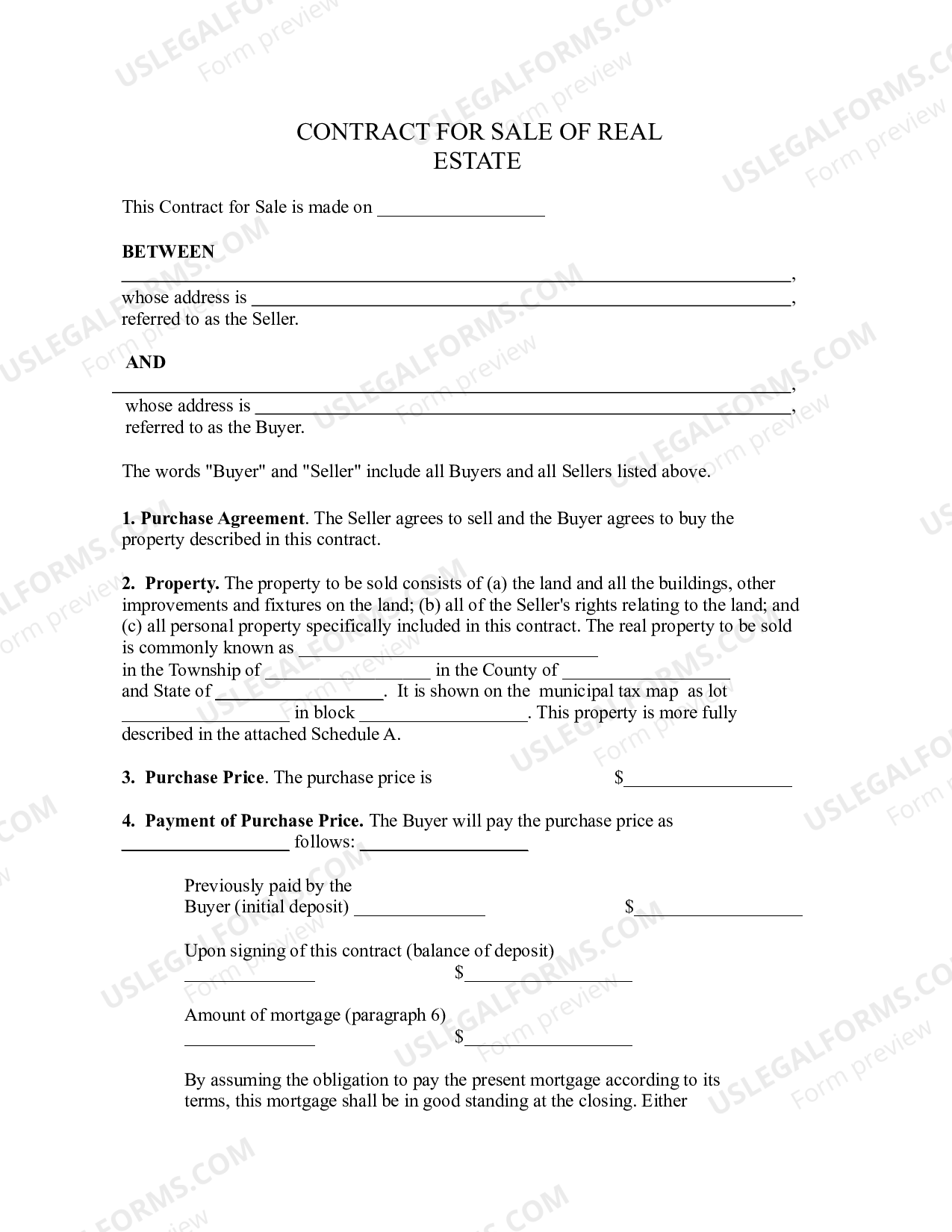Contract for Sale of Real Estate US Legal Forms