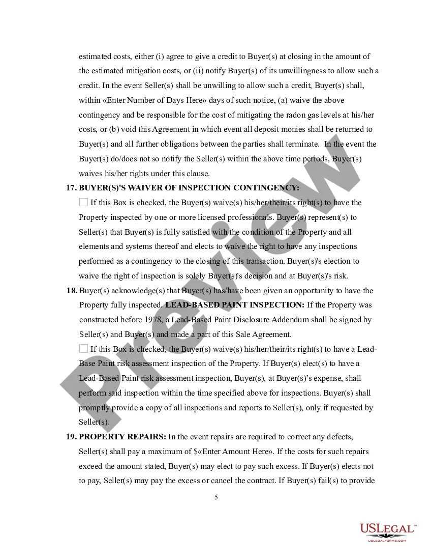 Preview Purchase and Sale Agreement