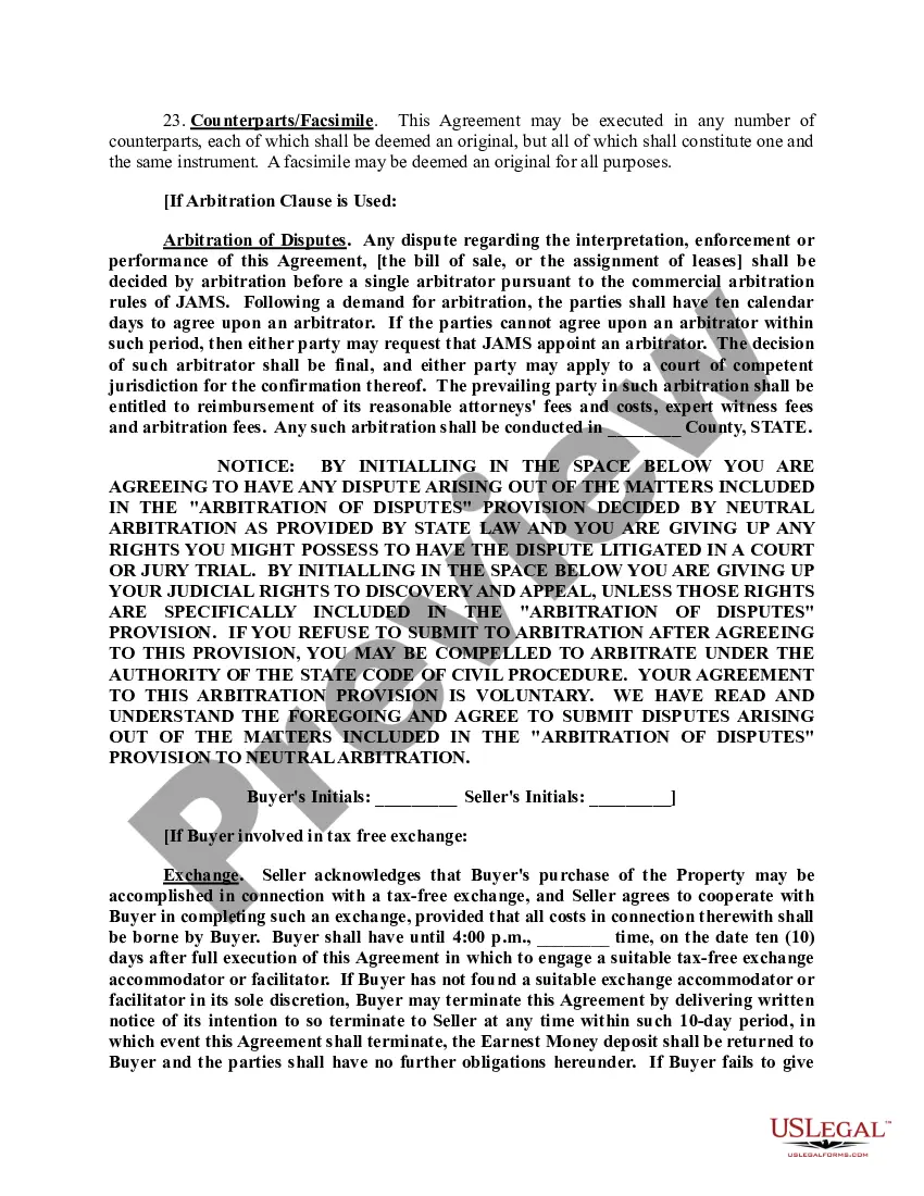 Preview Real Estate Purchase and Sale Agreement with Joint Escrow Instructions