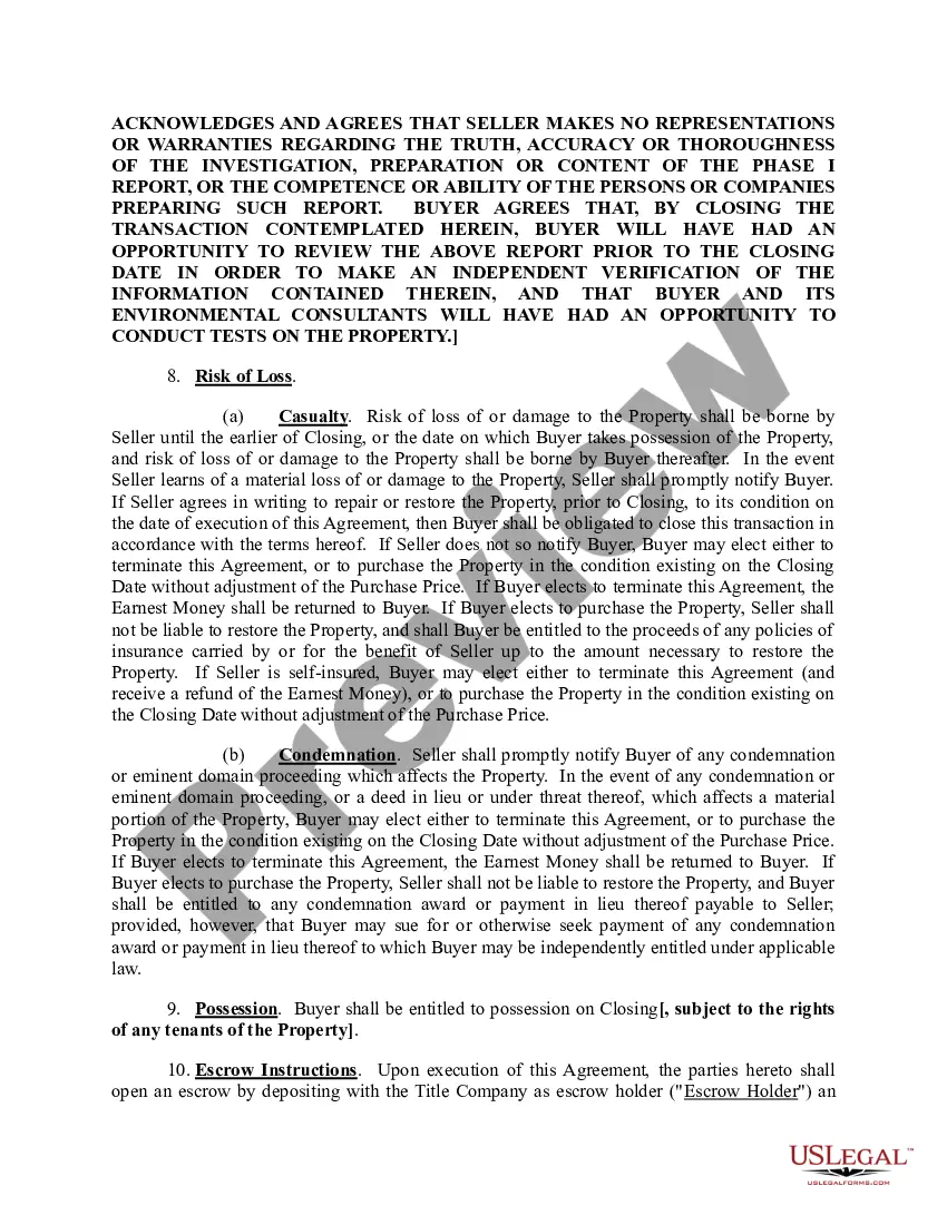 Preview Real Estate Purchase and Sale Agreement with Joint Escrow Instructions