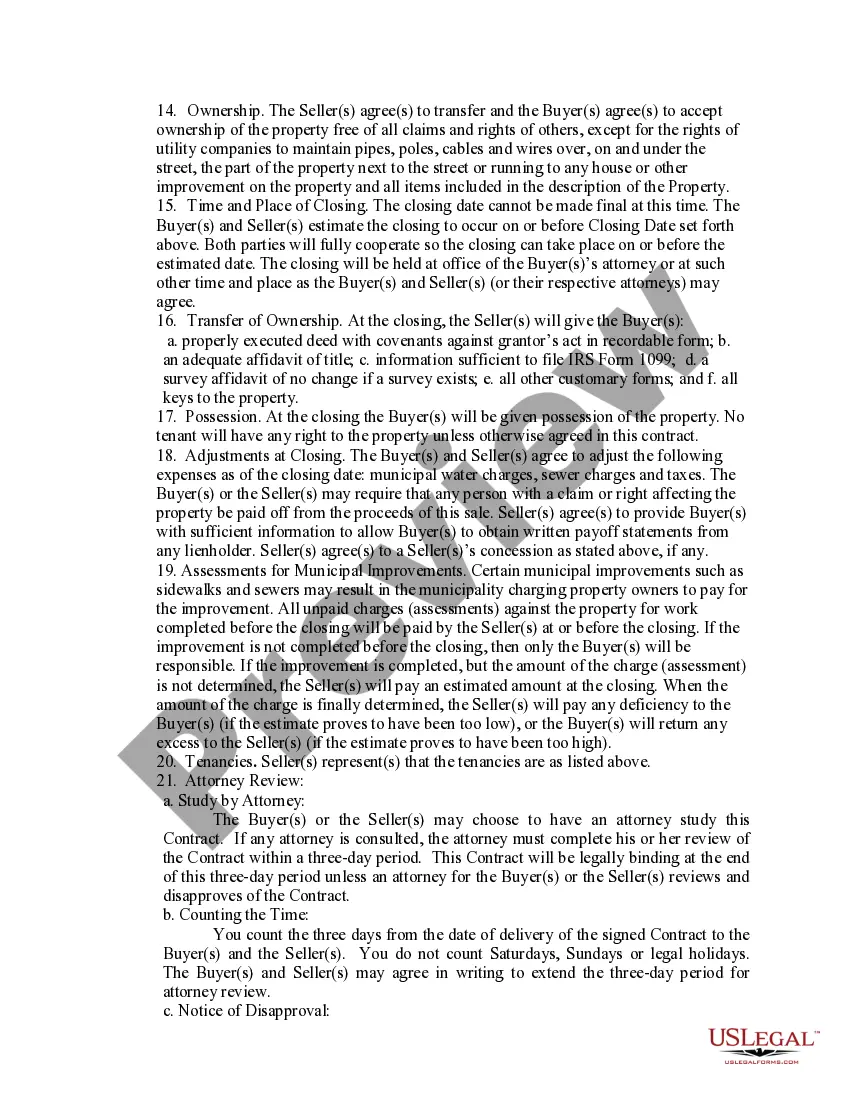 Preview Contract for Sale or Real Estate Property