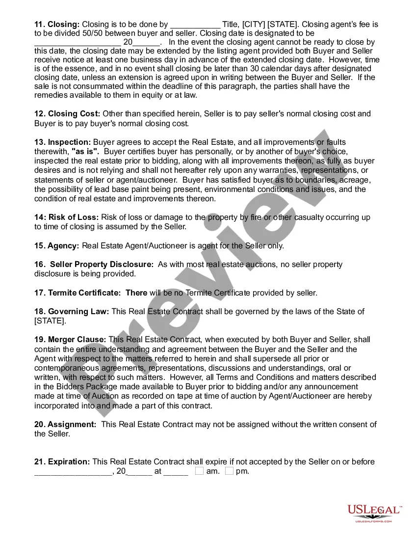 Preview Real Estate Contract: Public Auction