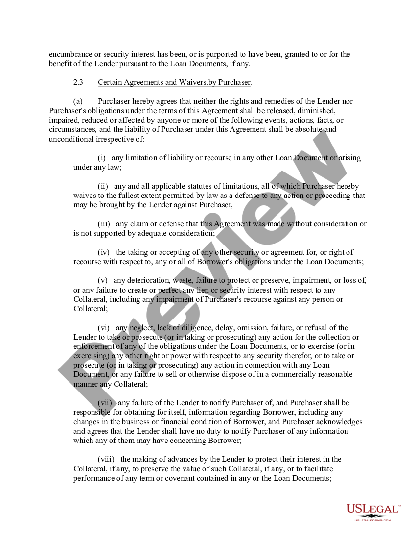 Loan Purchase Agreement | US Legal Forms