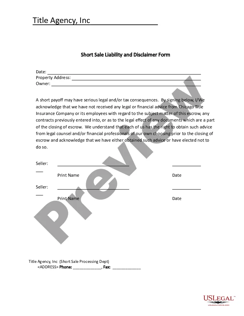 Preview Short Sale Processing Document and Agreement