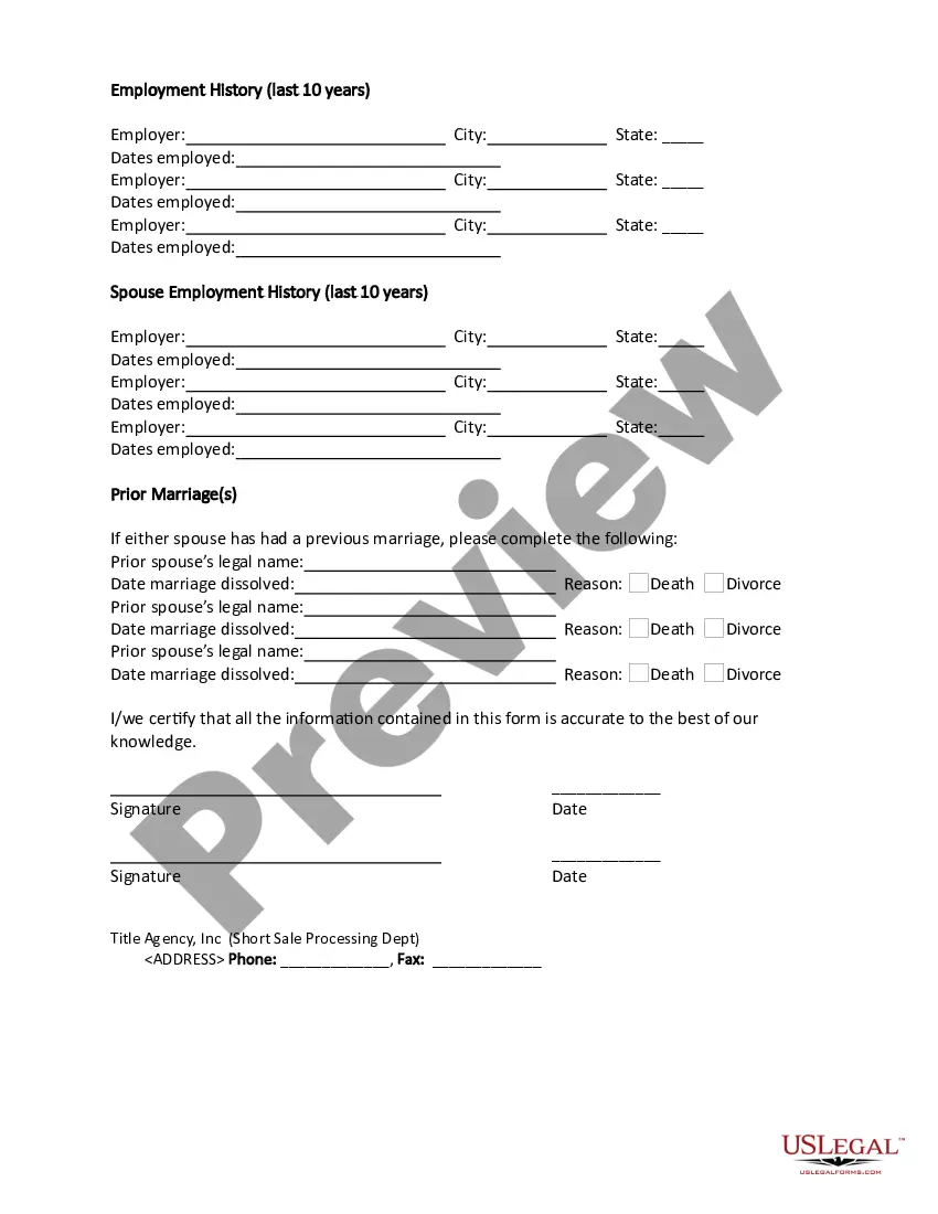 Preview Short Sale Processing Document and Agreement