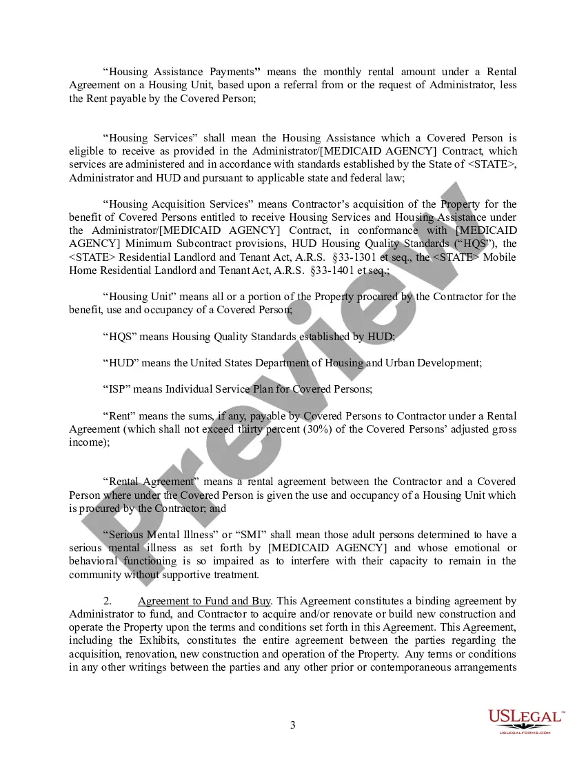 Get Housing Acquisition and-or Renovation of New Construction Operating and Funding Agreement Preview Housing Acquisition and-or Renovation of New Construction Operating and Funding Agreement