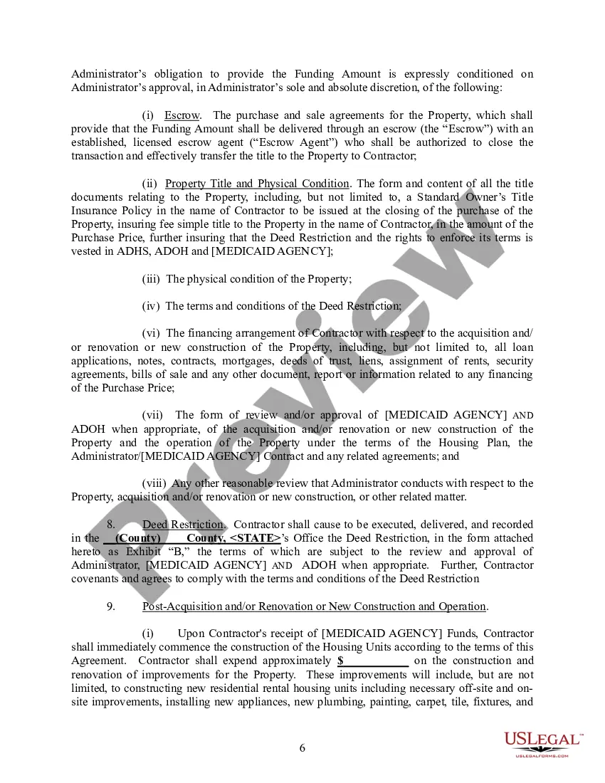 Get Housing Acquisition and-or Renovation of New Construction Operating and Funding Agreement Preview Housing Acquisition and-or Renovation of New Construction Operating and Funding Agreement