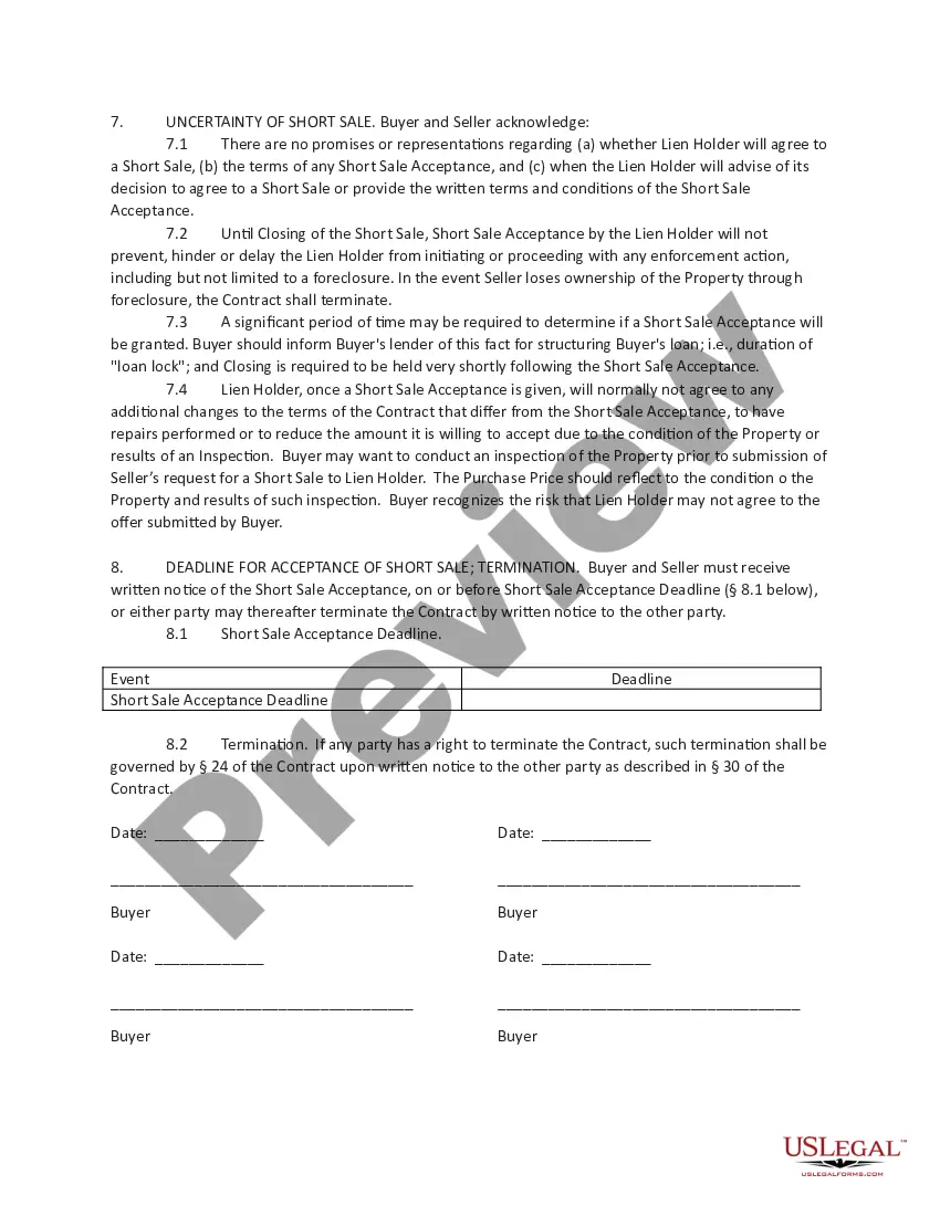 Get Short Sale Addendum to Contract to Buy and Sell Real Estate Preview Short Sale Addendum to Contract to Buy and Sell Real Estate