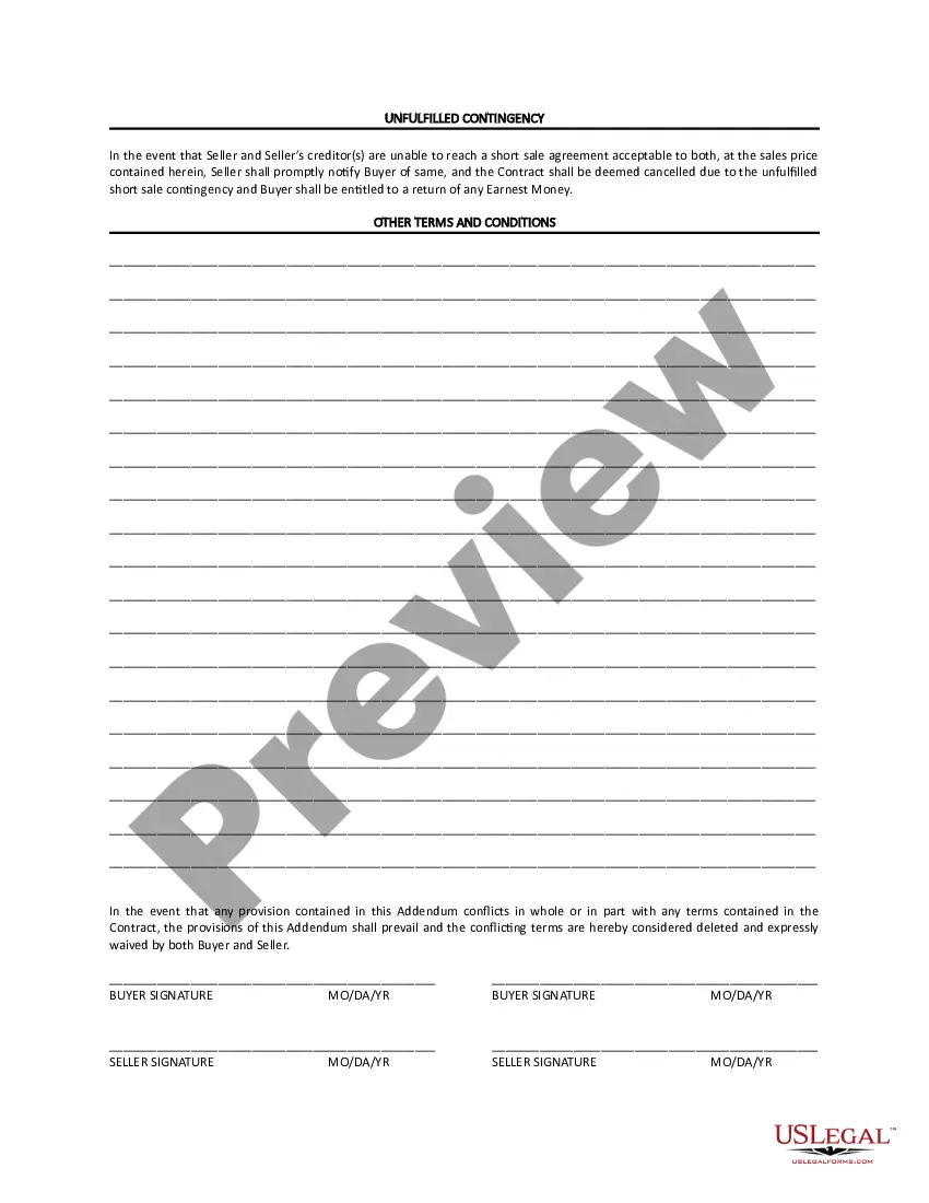 Get Short Sale Addendum to Contract to Buy and Sell Real Estate Preview Short Sale Addendum to Contract to Buy and Sell Real Estate