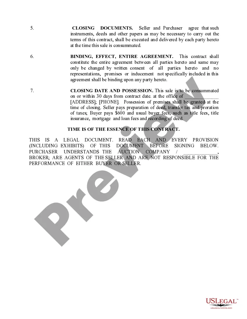 Preview Auction Purchase Contract