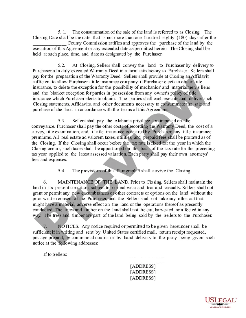 Preview Agreement for the Purchase and Sale of Real Estate