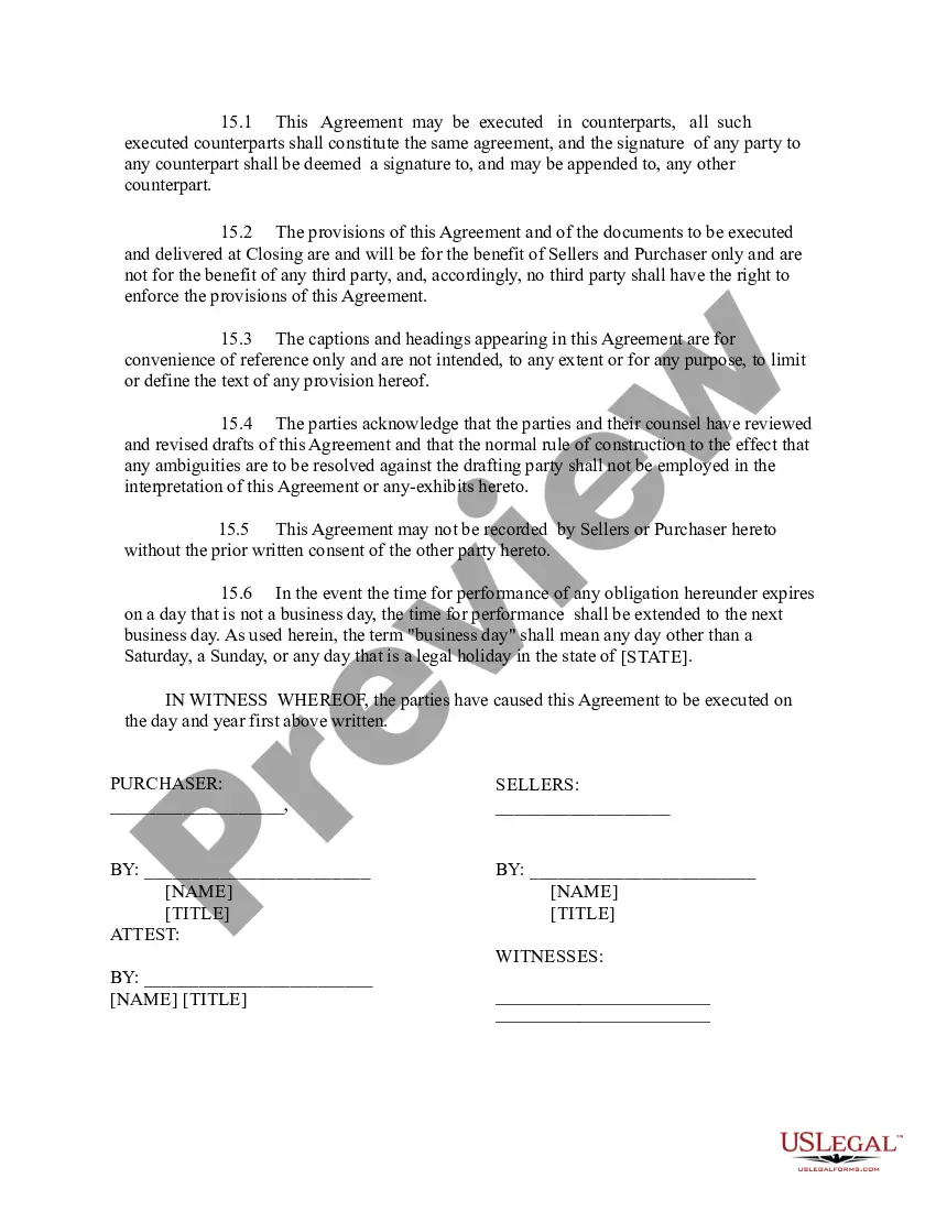 Preview Agreement for the Purchase and Sale of Real Estate