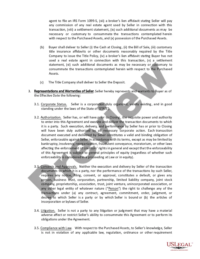 Get Agreement for Purchase and Sale of Assets Preview Agreement for Purchase and Sale of Assets