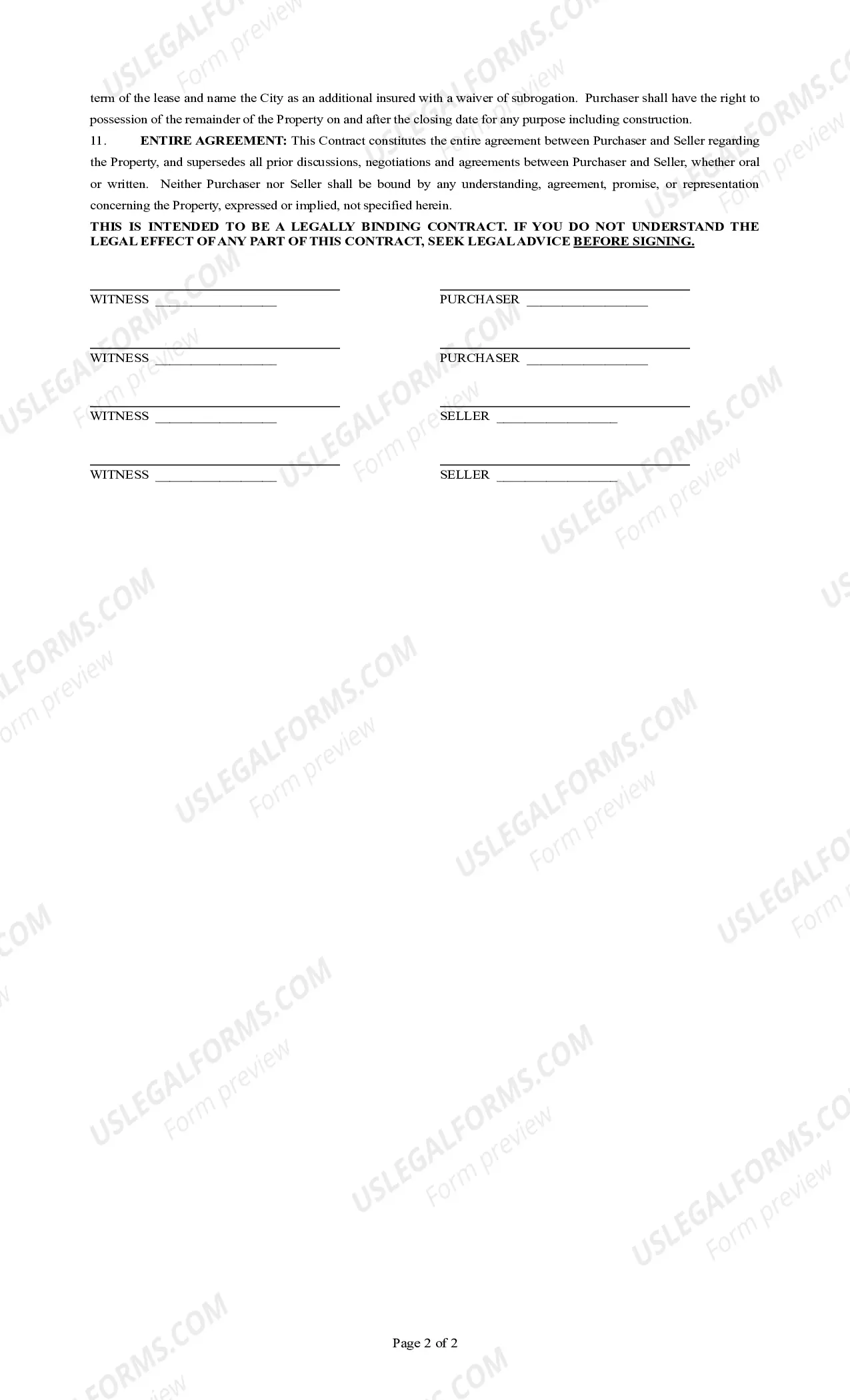 Preview General Residential Sales Contract - City as Purchaser