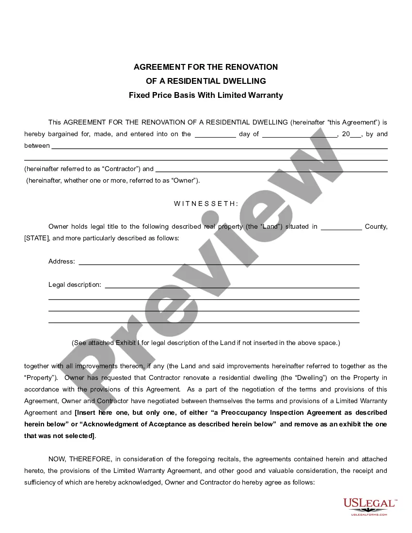 Preview Residential Remodeling Contract Template