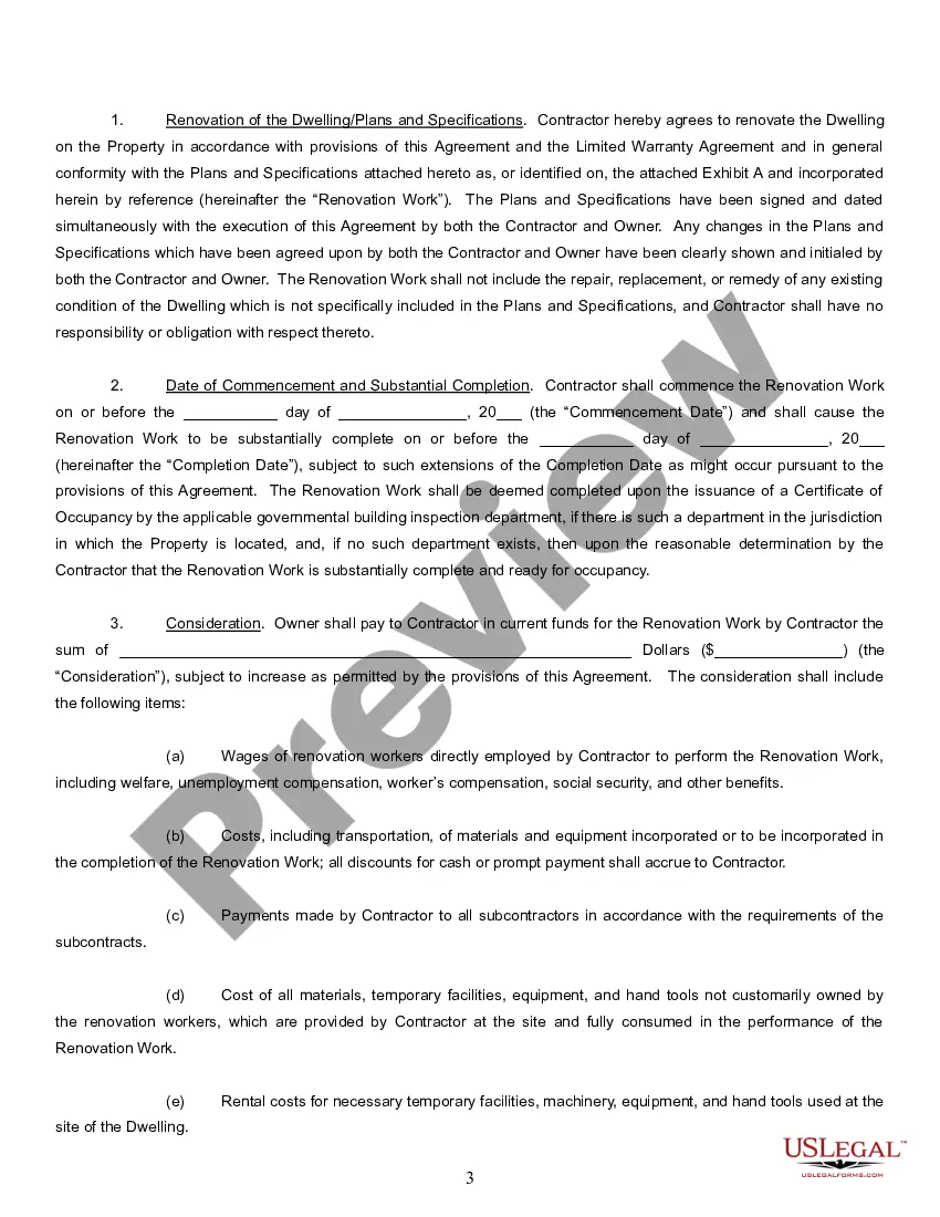 Preview Residential Remodeling Contract Template