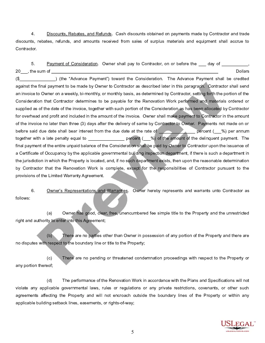 Preview Residential Remodeling Contract Template