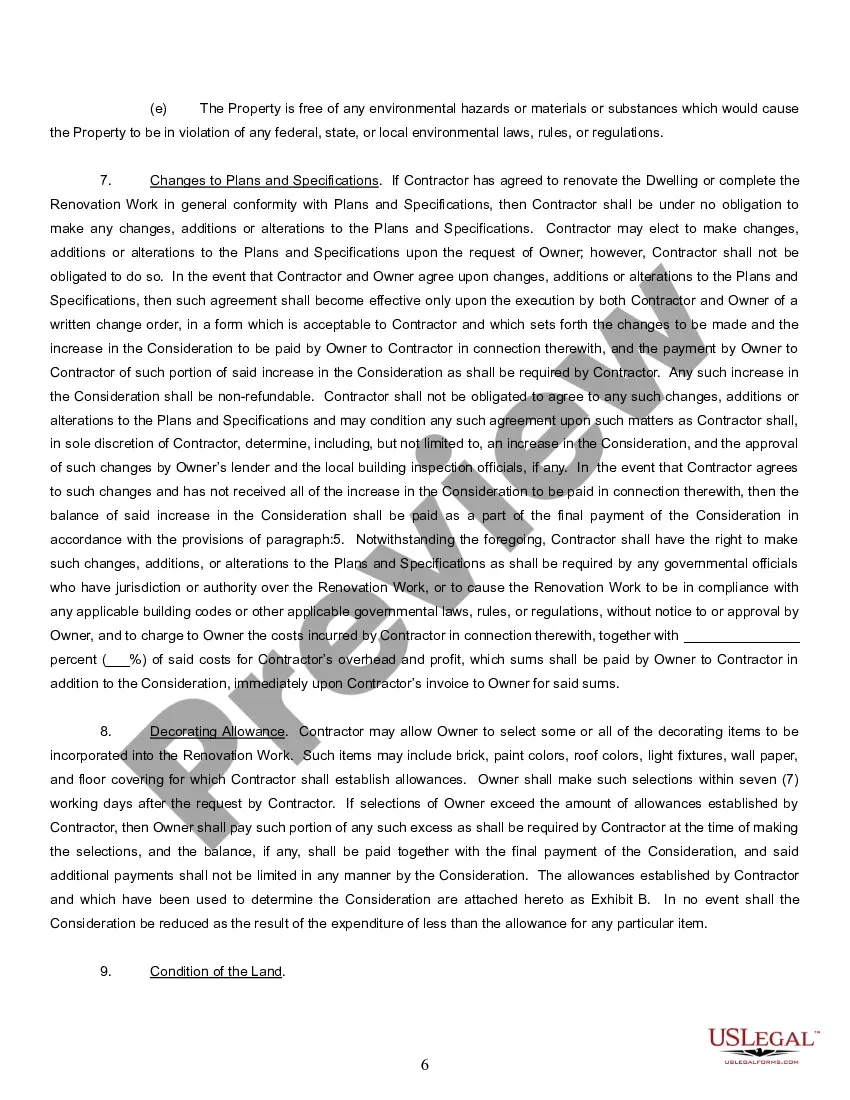 Preview Residential Remodeling Contract Template