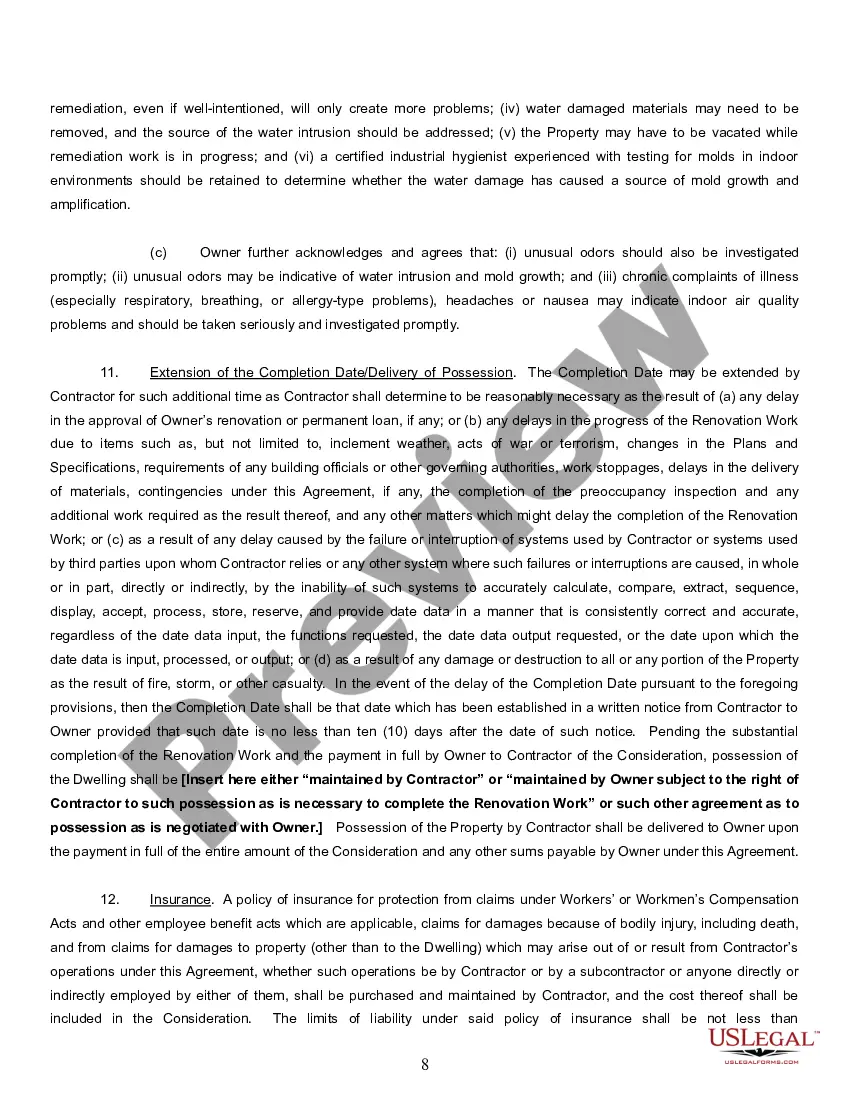 Preview Residential Remodeling Contract Template