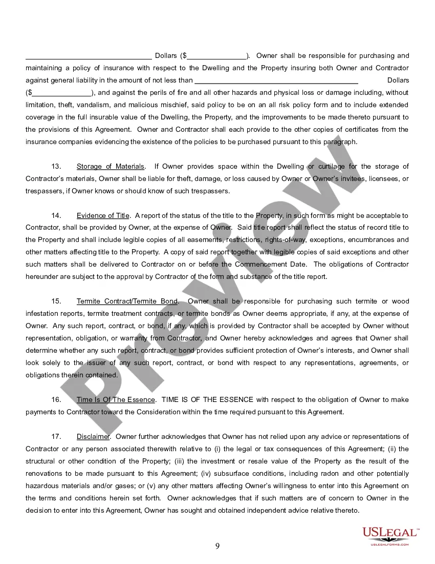 Preview Residential Remodeling Contract Template