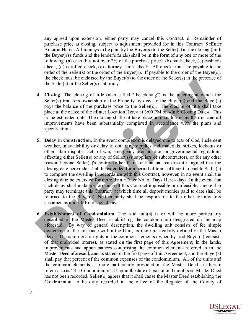 Get Contract for Sale of a Condominium Preview Contract for Sale of a Condominium
