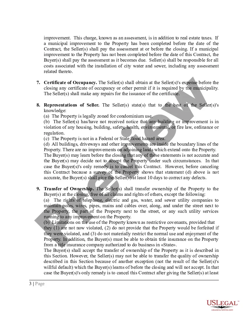 Get Contract for Sale of a Condominium Preview Contract for Sale of a Condominium