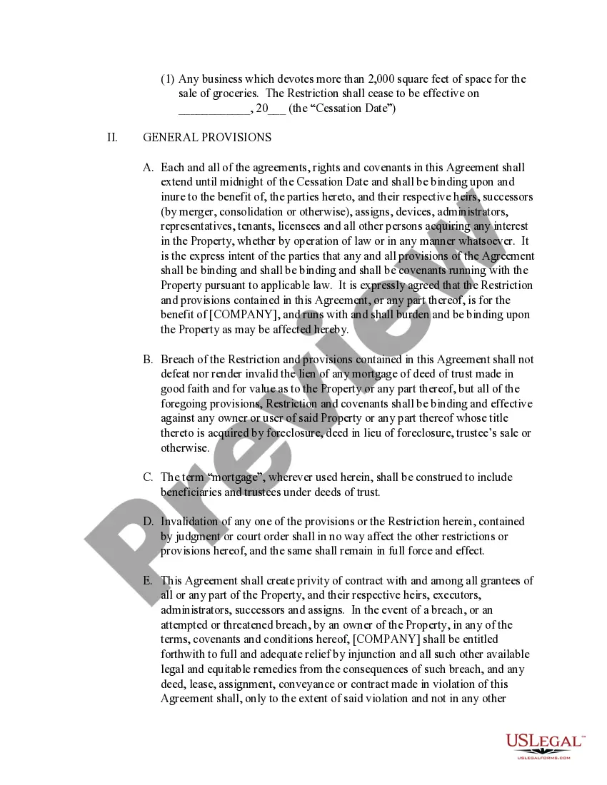 Get Declaration of Restrictive Covenant Preview Declaration of Restrictive Covenant