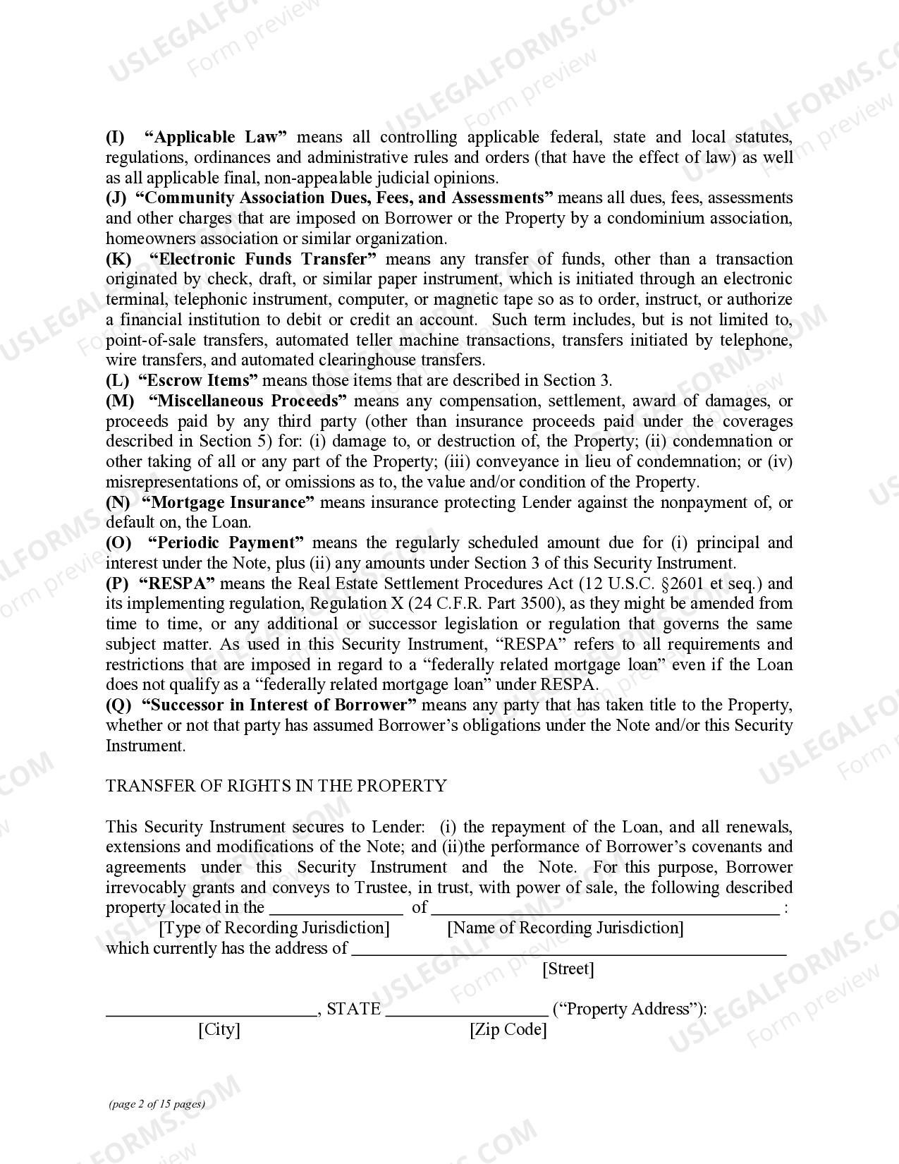 Deed of Trust US Legal Forms