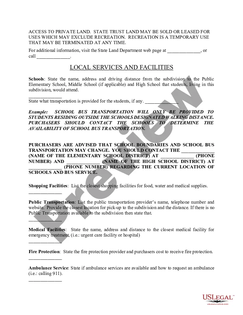 Get Subdivision Disclosure Report (public report) Preview Subdivision Disclosure Report (public report)