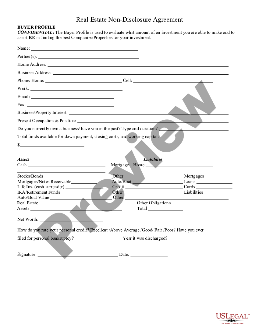 Real Estate Disclosure Agreement | US Legal Forms