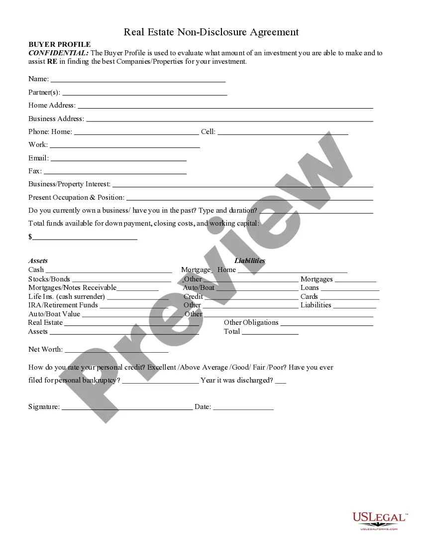 Preview Real Estate Disclosure Agreement