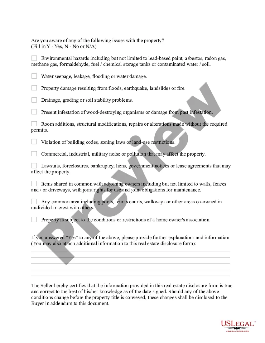 Preview Residential Real Estate Disclosure Form