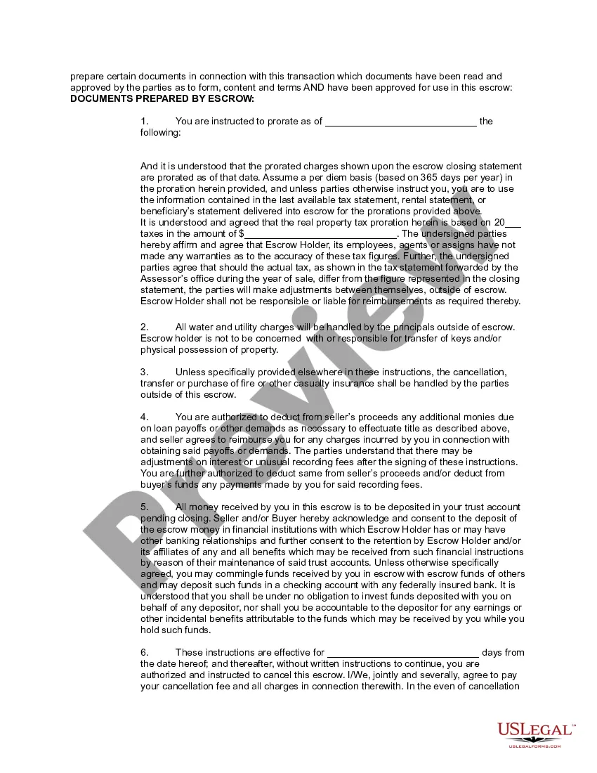 Get Escrow Closing Instructions Preview Escrow Closing Instructions