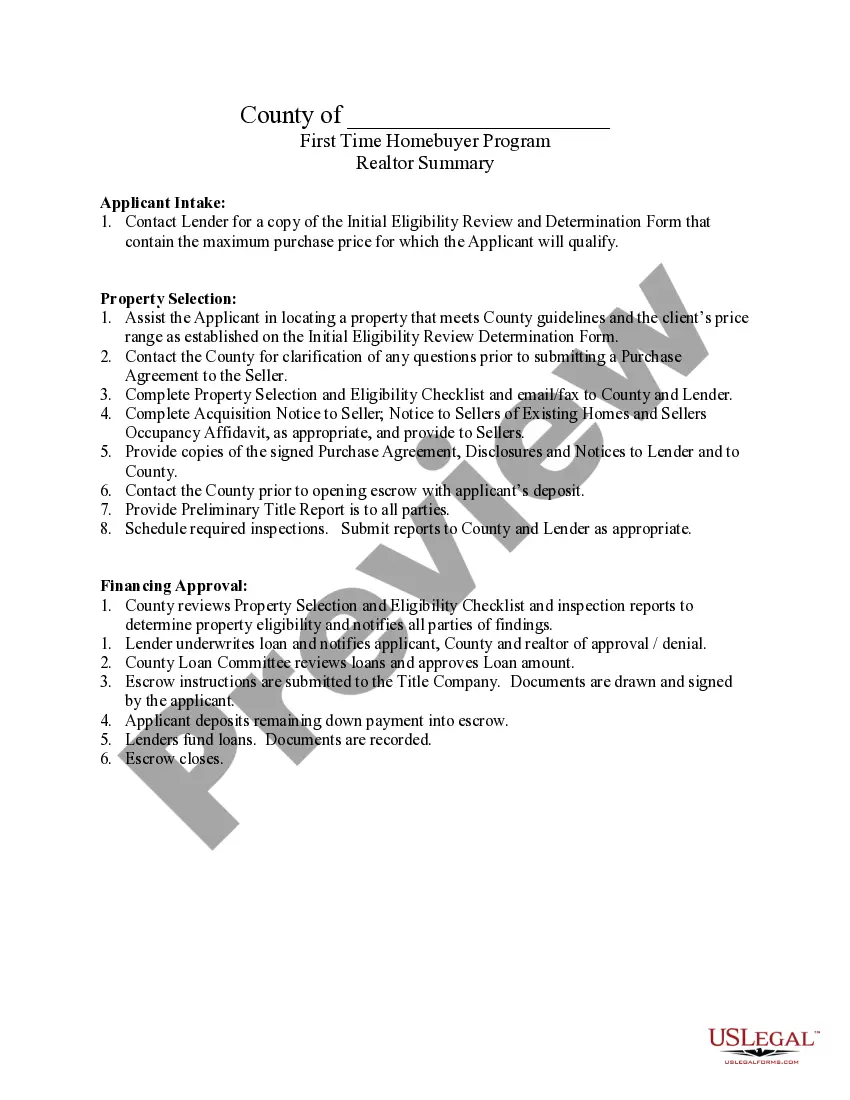 Get First Time Homebuyer Program Realtor Packet Preview First Time Homebuyer Program Realtor Packet