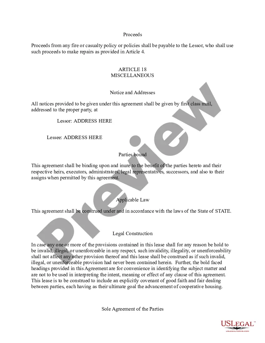 Preview Master Lease Agreement