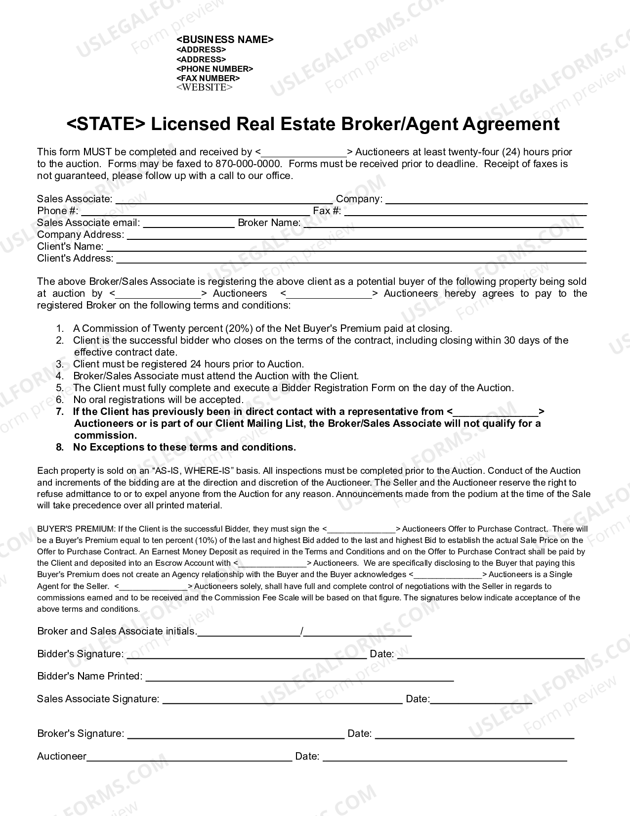 Real Estate Broker Agent Agreement US Legal Forms